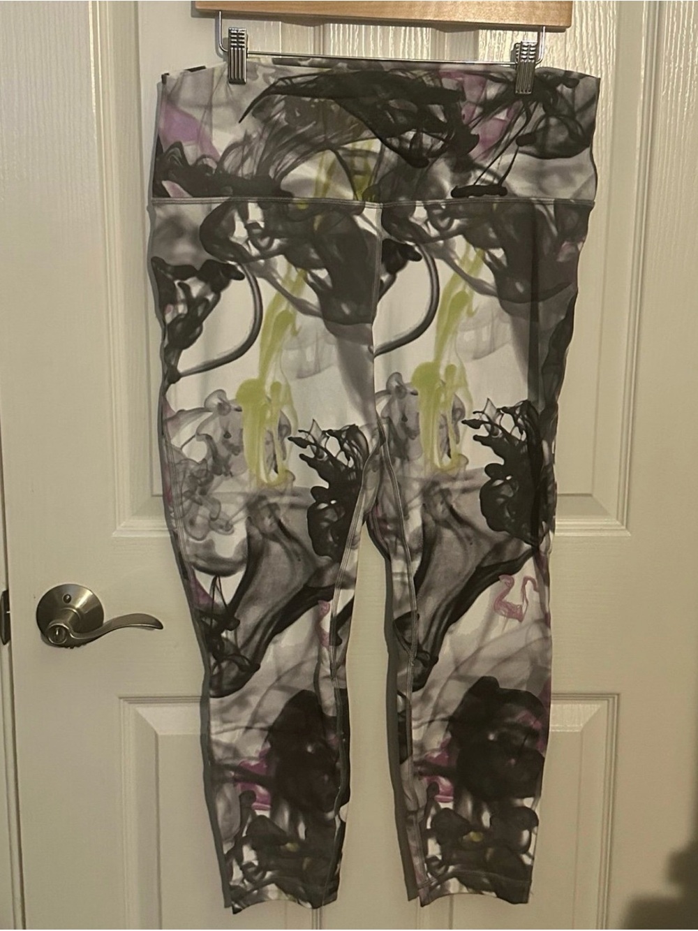 lululemon athletica Kids Abstract Smoke Print Leggings in Black, White & Yellow
